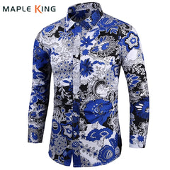 Chemise Slim Zones Me pour hommes, tenues florales, streetwear vintage, style chinois, chemises provoqué à manches longues, chemisiers pour hommes, 2022