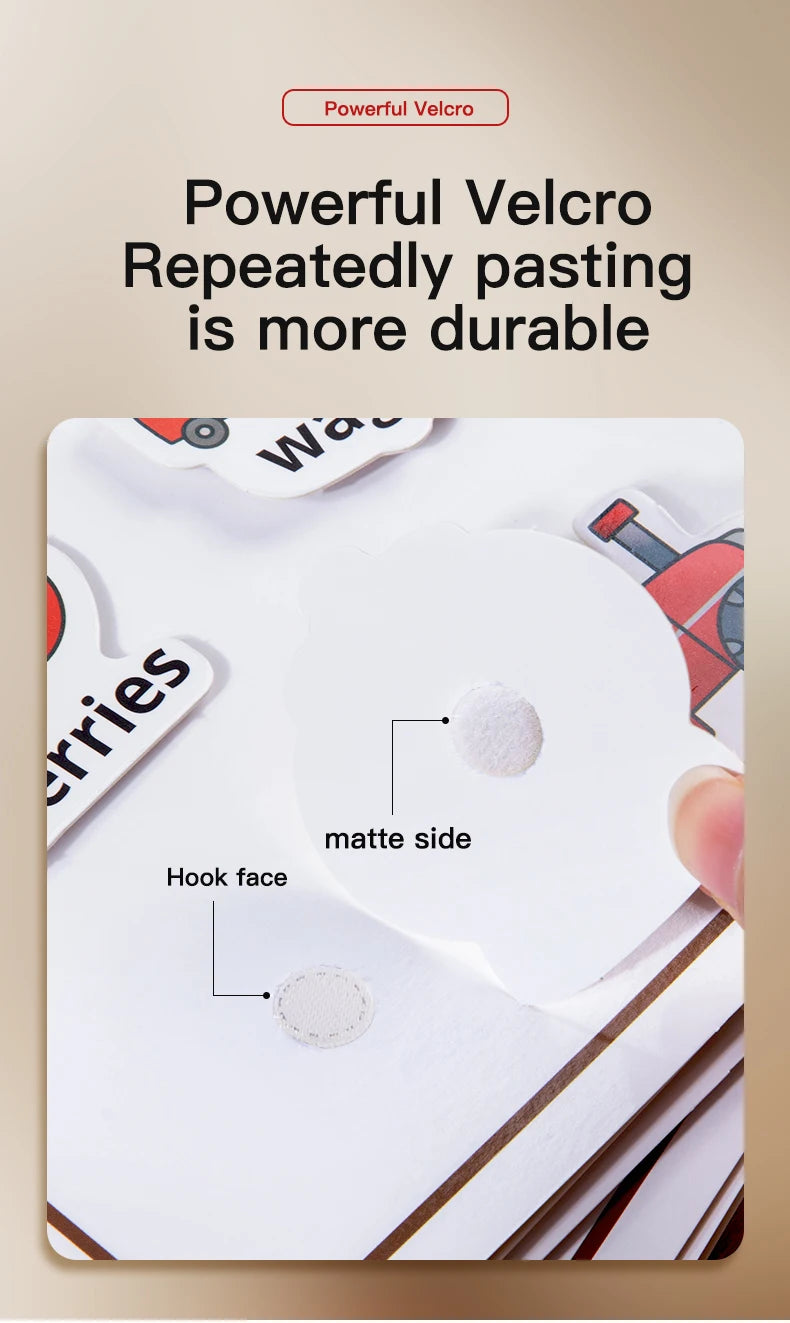 Livre silencieux pour bébés, jouet éducatif, apprentissage précoce, reconnaissance des couleurs avec Velcro, bâton réutilisable, Pages de pelage, jeu interactif