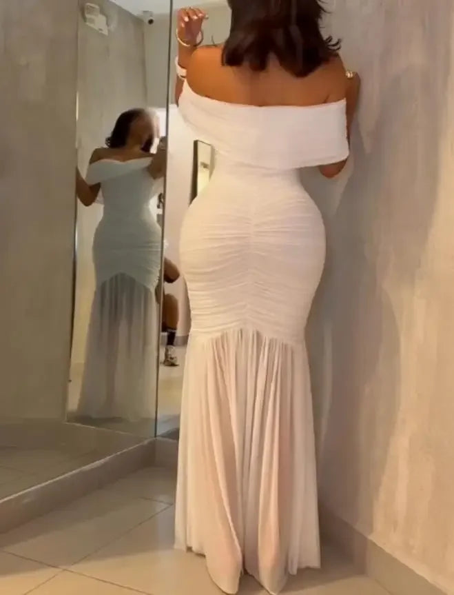 Robes pour femmes 2025 élégant Sexy épaules dénudées froncé taille cintrée robe de soirée coupe ajustée sirène ourlet robe de soirée