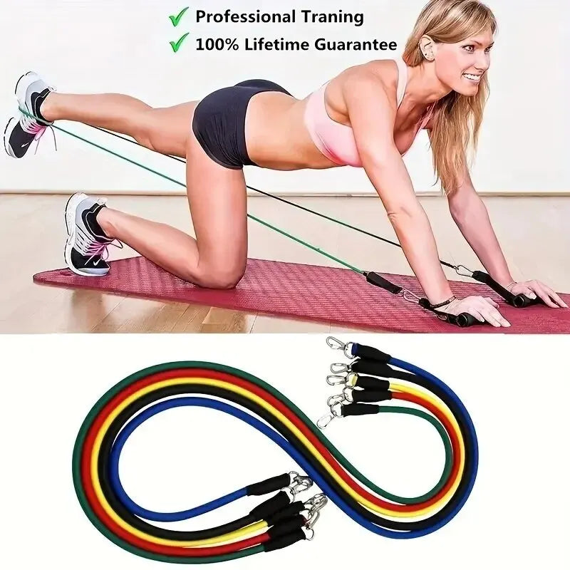 11 pièces/ensemble corde de traction, bandes de résistance, équipement de Fitness Portable, sangle de cheville, extenseur de poitrine, bande d'exercice élastique