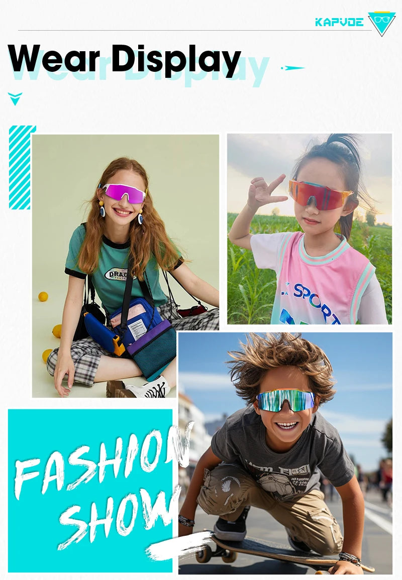 Kapvoe-Lunettes de soleil photochromiques pour enfants, lunettes de vélo de sport, lunettes de vélo d'extérieur pour garçons et filles, lunettes pour adolescents, UV400