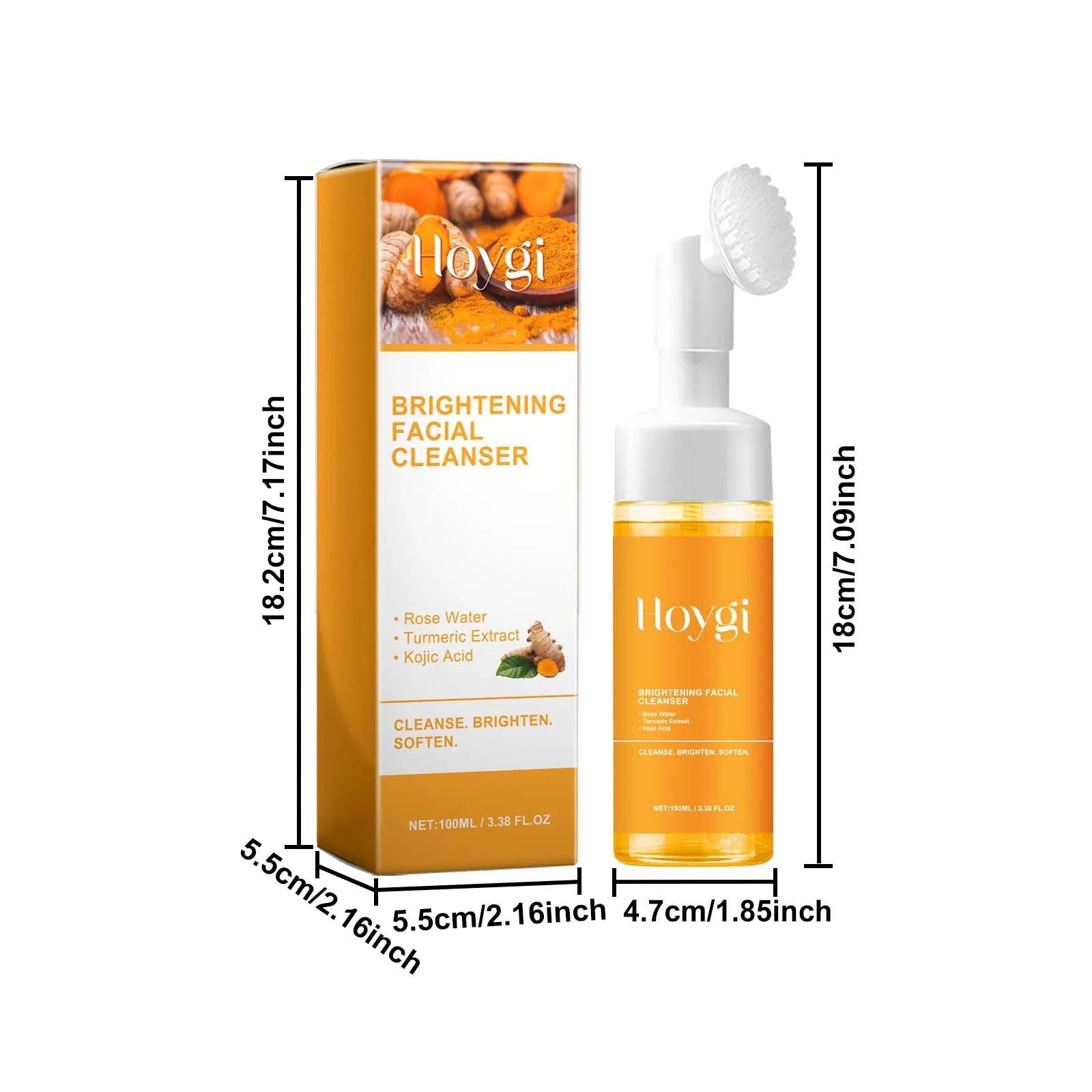 Nettoyant au curcuma, contrôle de l'huile, élimination des taches foncées, Anti-acné, nettoyage en profondeur, rétrécissement des pores, crème hydratante à la vitamine C