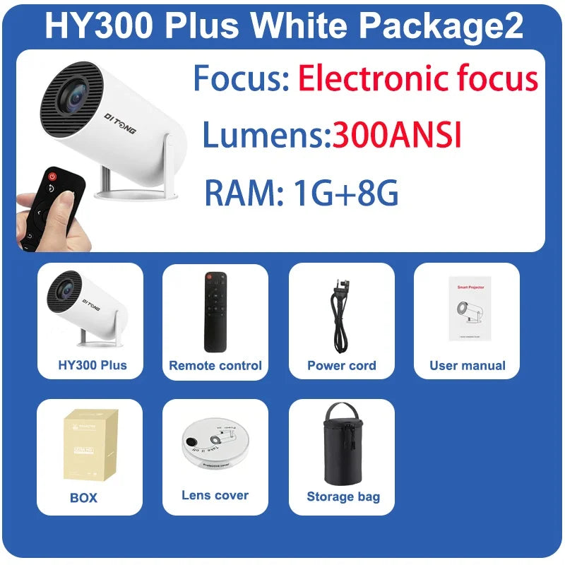 2025new DITONG HY300 pro nouveau projecteur HD 4K portable Android LED vidéo Home cinéma cinéma mini projecteur film HY300plus