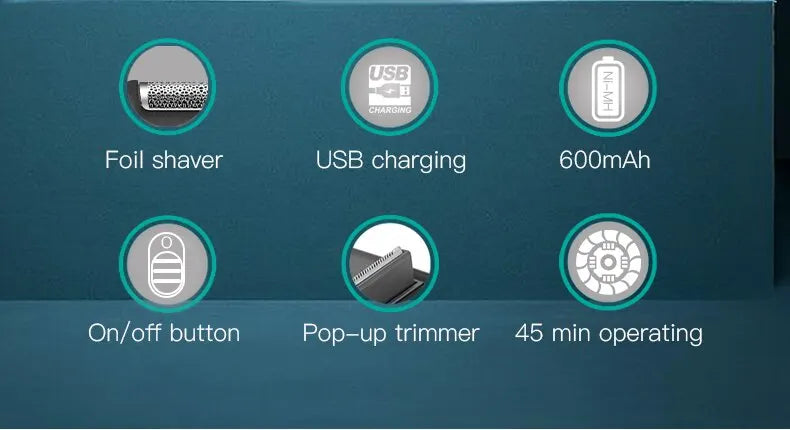 VGR Professional Electric Razor, Portable Mini Shaving Machine, USB Charging Beard Trimmer for Men, V 390