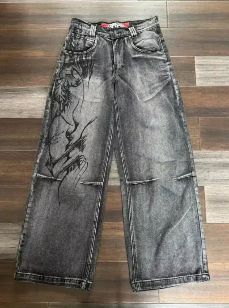 Jeans à jambes larges unisexes pour femmes, pantalons de vadrouille chauds, Street Y2K, Hip Hop, Joker Respzed, New Clearance Spot, American Fashion