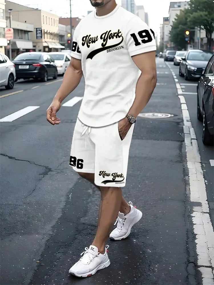 2025 Nouveau Casual Hommes Ensemble, Taille 23 Impression Numérique, L'été Rue De La Mode, Respirant Et Confortable, Sports de Plein Air