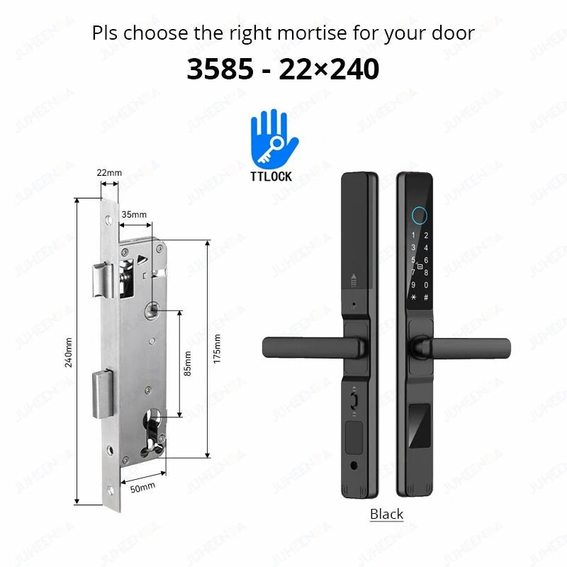 Serrure intelligente pour porte coulissante étanche, application TTLock Alexa, Code numérique par empreinte digitale, carte RFID, Anti-serrure électronique en verre d'aluminium