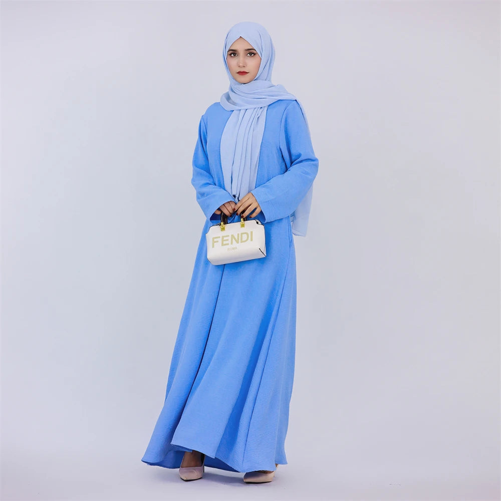 Noir blanc rose solide dubaï modeste sous Robe Abaya Islam caftan musulman avec poches robes pour femmes Robe Femme Musulmane