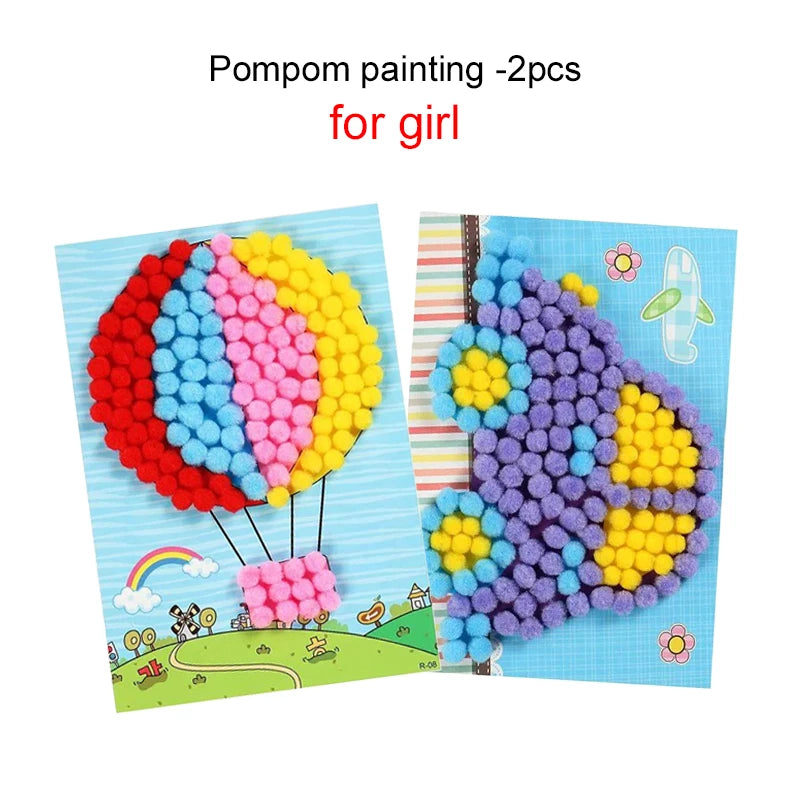 Enfants autocollants faciles à poser jouets bouton/pompon/diamant éducation précoce enfants Puzzle à la main peinture créative 3-6 ans cadeaux TMZ