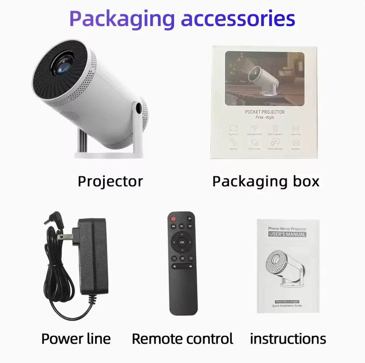 Projecteur domestique 4K 1280*720P double Wifi HDMI 260ANSI 180 ° Projecteur portatif extérieur flexible de cinéma vidéo BT5.0 nouveau PK HY300 Pro