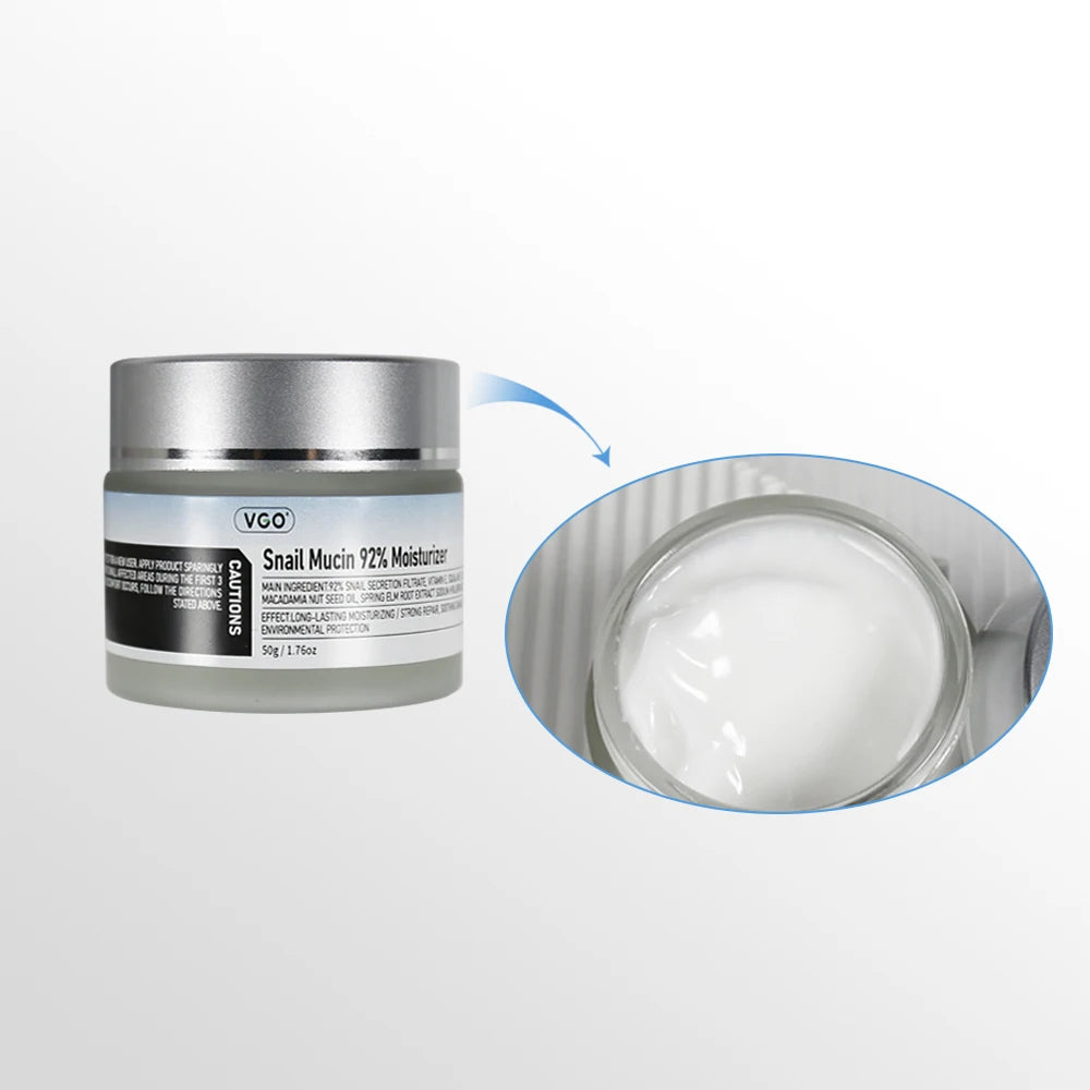 VGO-Crème hydratante à la mucine d'escargot 92%, pour peaux sèches et sensibles, 50g/1.760zCleanser, hydratant, soins de la peau