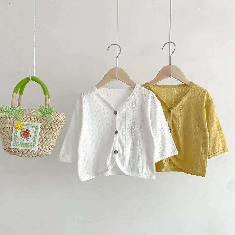 Veste d'été légère à manches longues pour enfants, vêtements pour tout-petits, cardigan solide pour documents, vêtements décontractés coréens pour bébés garçons et filles