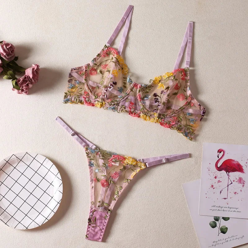 Ensemble de Lingerie érotique pour femmes, sous-vêtements féminins, Perspective Porno, vêtements de nuit en dentelle, ensemble de soutien-gorge Sexy pour culottes sexuelles