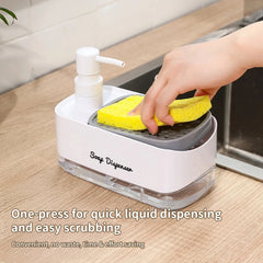 Ensemble distributeur de savon pour les mains et la vaisselle, distributeur de détergent, porte-éponge, pompe à savon de comptoir 2 en 1 pour évier de cuisine