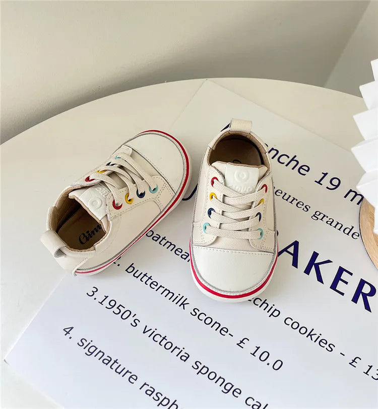 Chaussures en cuir pour bébés garçons et filles, baskets pieds nus à semelle souple, Tennis en plein air, à la mode, nouvelle collection printemps/automne 2024