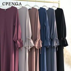 Abaya-Robe de Couleur Unie pour Femme Musulmane, Vêtement d'Église Islamique, Élégant, à la Mode, pour Ramadan Arabe, Dubaï, Turquie, 2025
