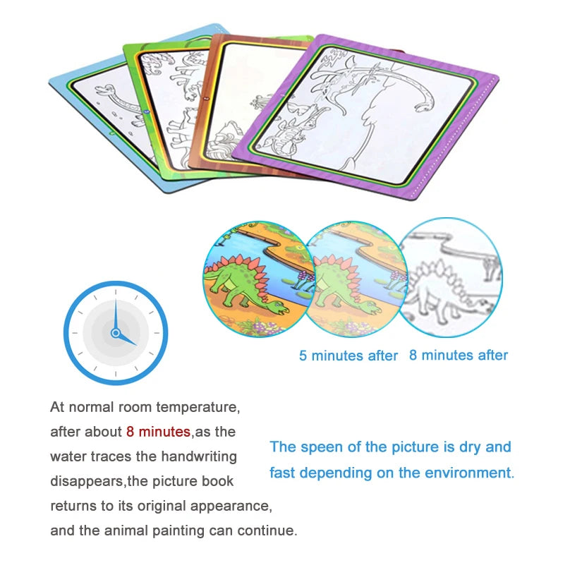 Jouets d'éducation précoce pour enfants, livre magique avec stylo, dessin à l'eau, jouets Montessori, livre de coloriage réutilisable, livre de dessin magique