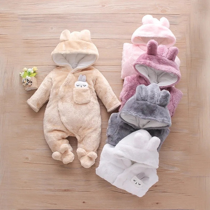 Vêtements d'escalade en peluche pour bébé de 0 à 2 ans, chauds et épais, en coton, avec chien et lapin, dessin animé, nouvelle collection automne et hiver