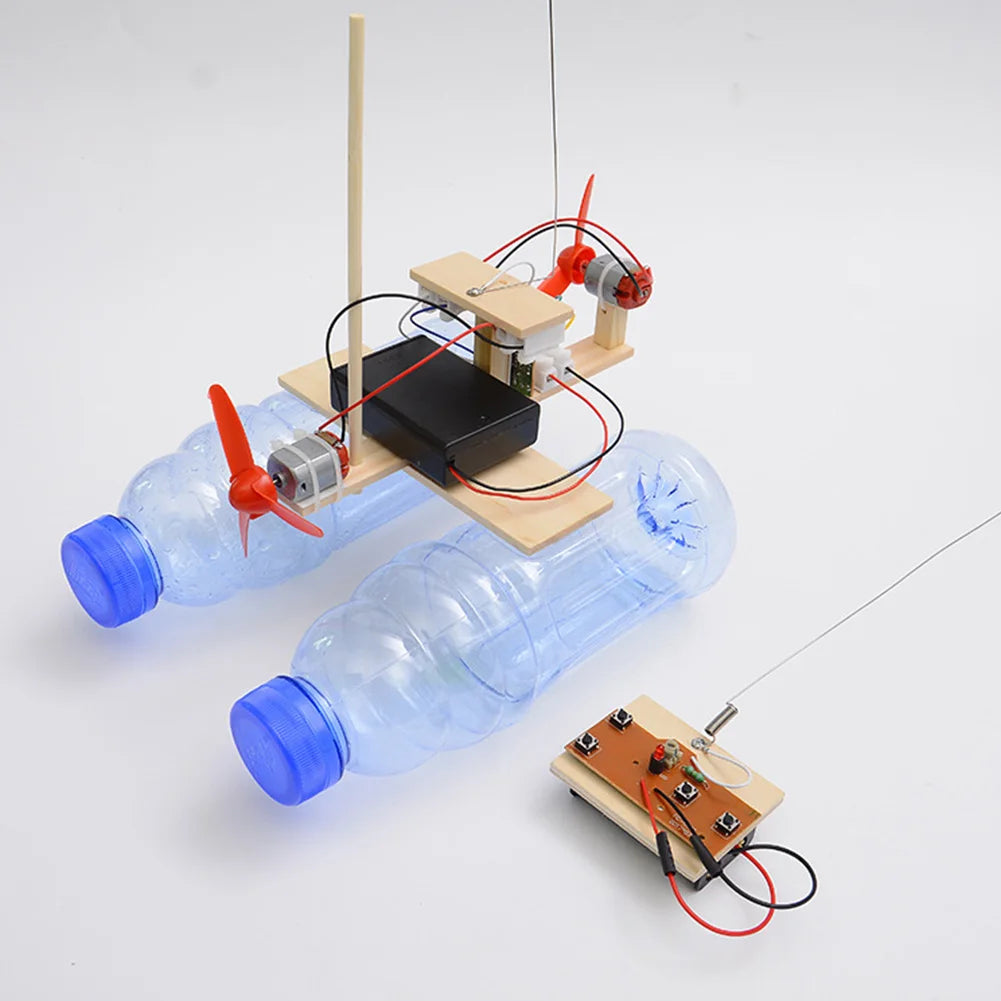 Kit de jouets éducatifs à monter soi-même, jouets scientifiques, télécommande, modèle de bateau à vent, cadeaux pour enfants (sans bouteilles)