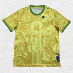 Haut d'entraînement de Football d'été, édition spéciale brésilienne, maillot de Football jésus noir gris, T-shirts d'extérieur à séchage rapide pour hommes et femmes