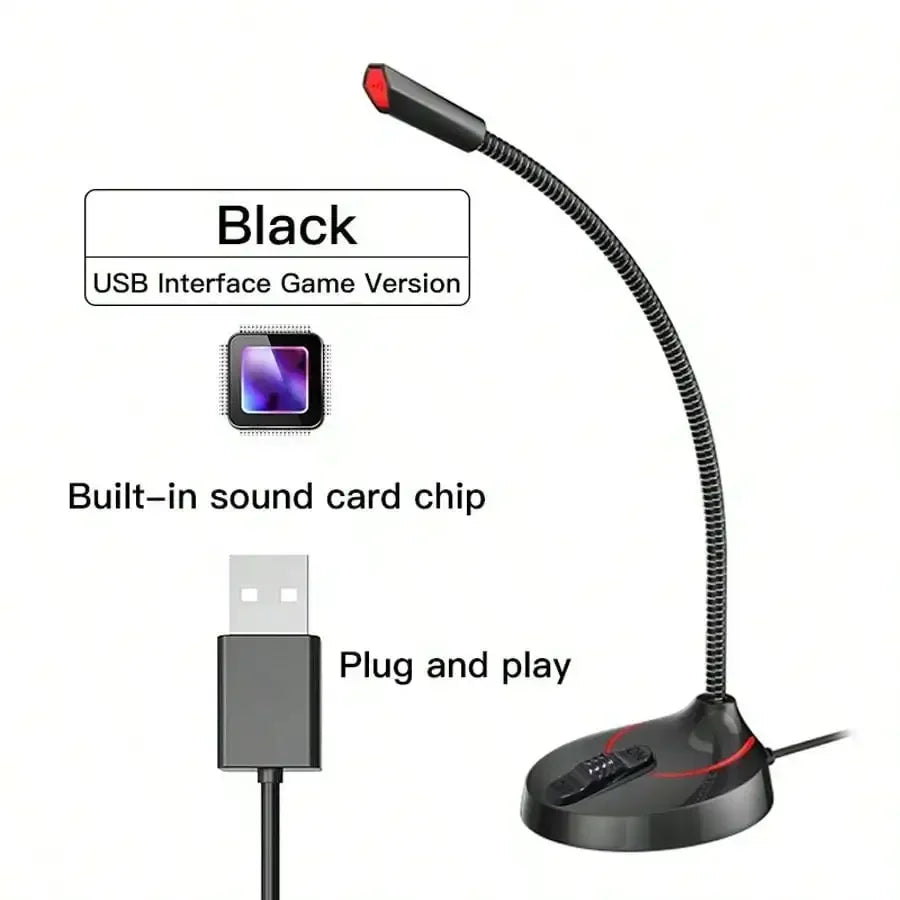 Microphone professionnel USB 3.5mm, chant statique, pour jeux sur ordinateur de bureau, puzzles omnidirectionnels