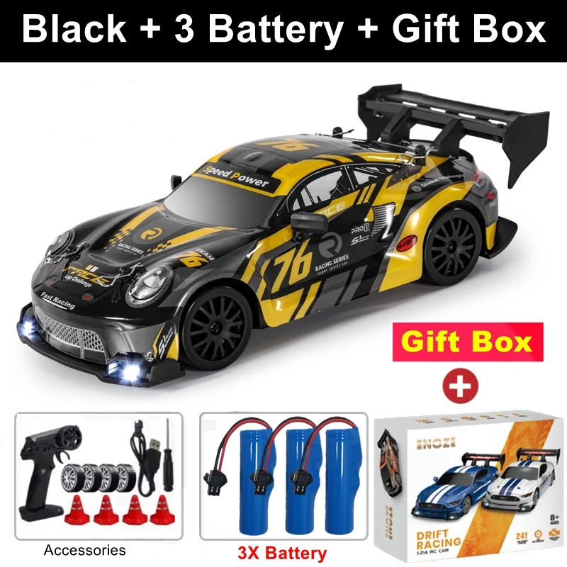 4WD RC Drift Car, High-Speed ​​Remote Control Racing Vehicle with LED Lights, 2.4GHz Radio, 4x4 Off-Road Truck, Children's Toy