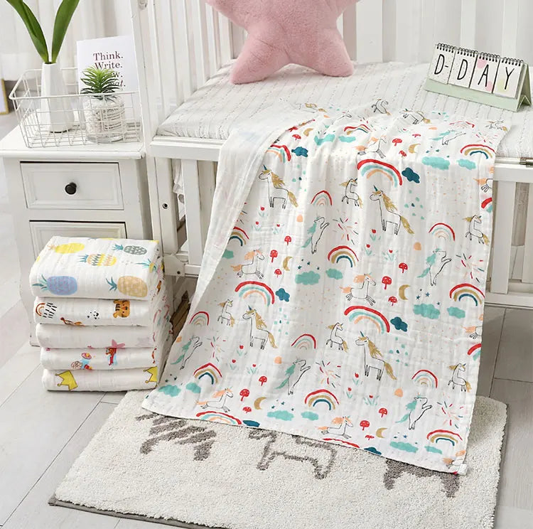 Serviette de bain pour bébé, couverture en coton pour garçon et fille, peignoir pour nouveau-né, gant de toilette en gaze à 4 couches, emmaillotage pour bébé