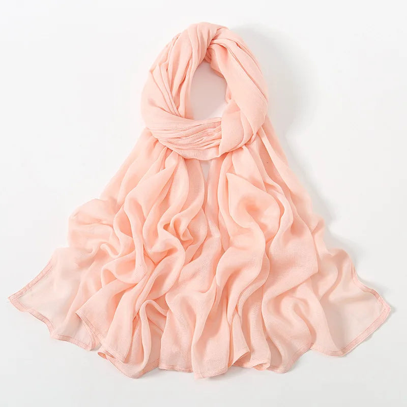 Ramadan Solid Color Plus Size Cotton Rayon Hijab Scarf Women's Muslim Headscarf Wraps Shawls Muslim Women's Headband Islamic Turban