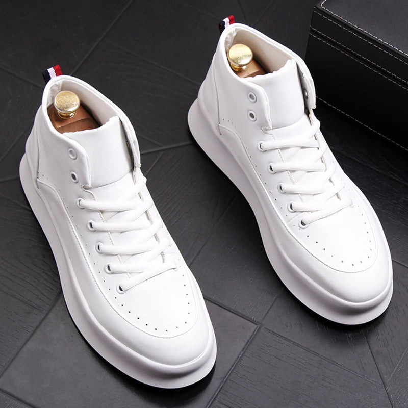 Marque designer hommes bottes rouge blanc chaussures en cuir de vache beaux appartements chaussure plate-forme botte cheville botas masculinas chaussures homme