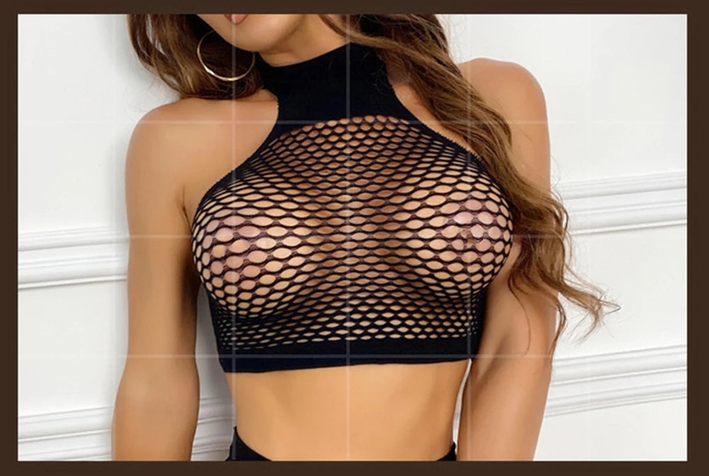 Ensemble de sous-vêtements en résille transparente pour femmes, lingerie sexy, col fétiche, soutiens-gorge, string, sexe, combinaisons corporelles, tangas mujer, tenues porno, 7.0