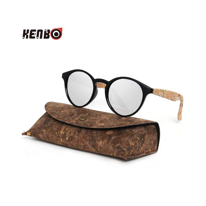Kenbo haute qualité ronde bois bambou Grain lunettes de soleil polarisées avec étui mode femmes homme nuances lunettes de soleil en bois