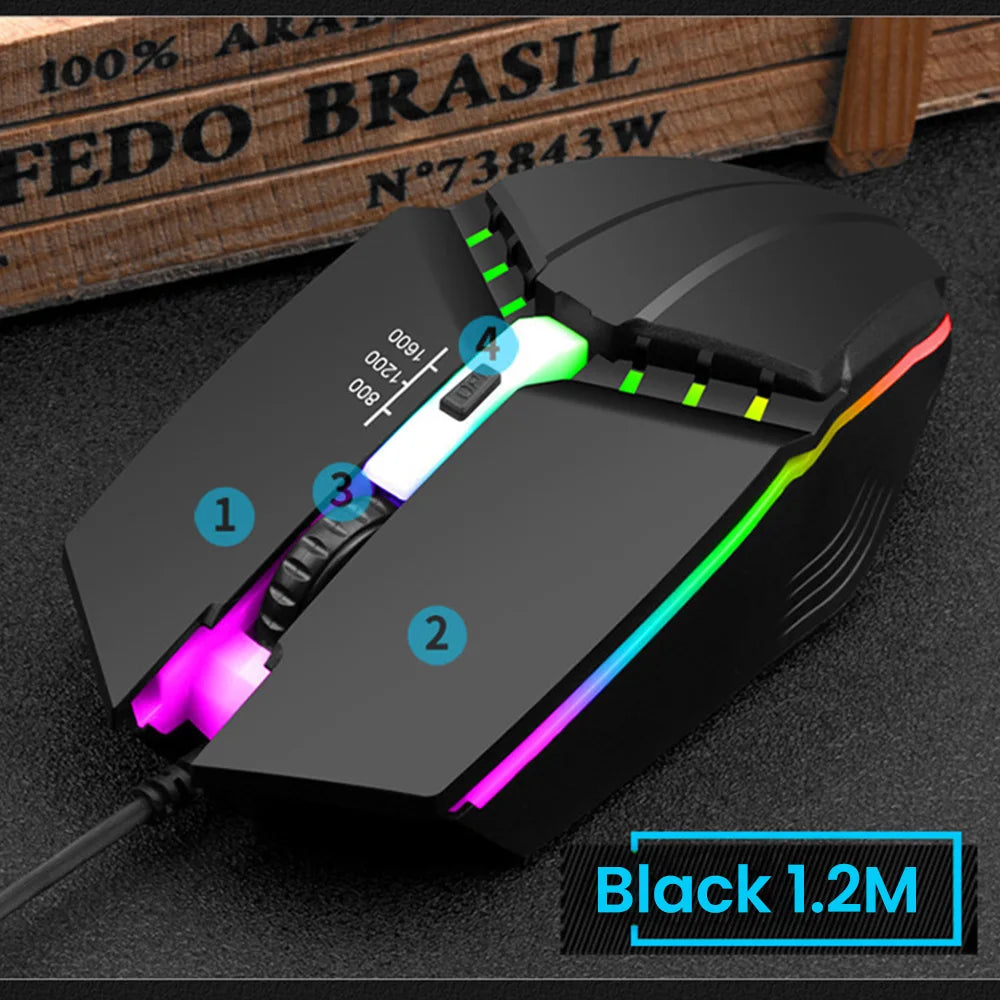 Elough souris filaire muet USB souris de jeu filaire pour ordinateur de bureau ordinateur portable bureau à domicile RGB LED lumineux rétro-éclairé souris jeu