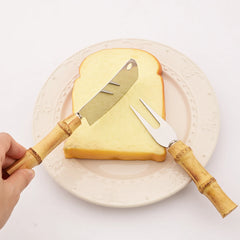 Ensemble de couteaux à fromage en bambou, couverts à fromage, trancheur de fromage en acier inoxydable, Mini couteau couteau à beurre, spatule fourchette outils de cuisine
