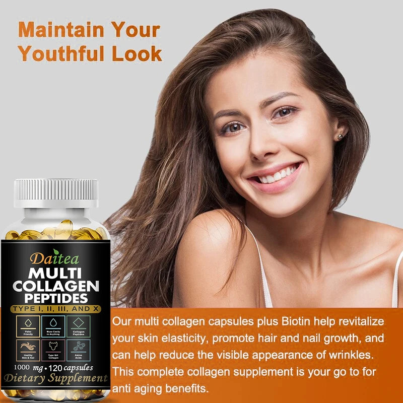 Supplément de peptide multi-collagène, prend en charge la santé cardiovasculaire, Digestive et Gut, promeut la santé des cheveux, de la peau et N64.