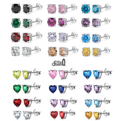 Effie Queen 925 boucles d'oreilles en argent Sterling pierre de naissance pour femmes AAA Zircon cubique 12 couleurs boucles d'oreilles mode fille bijoux SE84