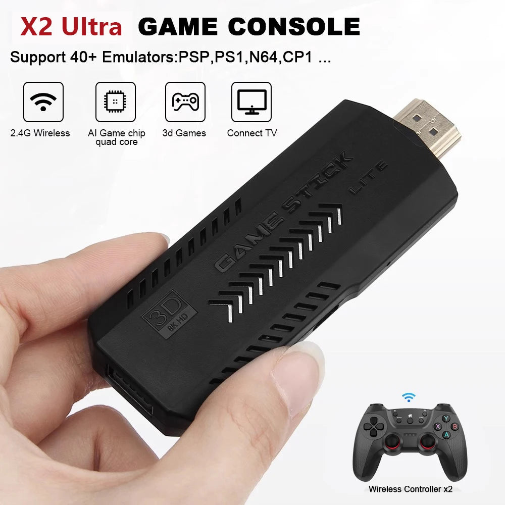 Console de jeu vidéo X2 Ultra, double manette sans fil, jeux rétro, cadeau de Noël, seulement 2.4G, 4K HD30000, 128G