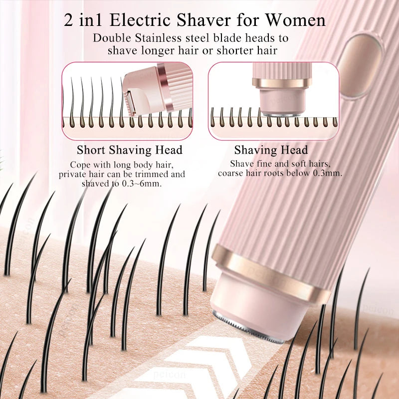 Tondeuse à barbe 2 en 1 rasoir électrique pour femmes Double tête épilation du corps aisselles Bikini tondeuse à barbe rasoir électrique