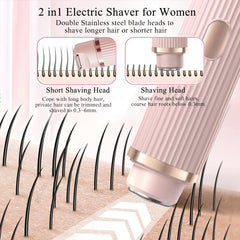 Tondeuse à barbe 2 en 1 rasoir électrique pour femmes Double tête épilation du corps aisselles Bikini tondeuse à barbe rasoir électrique