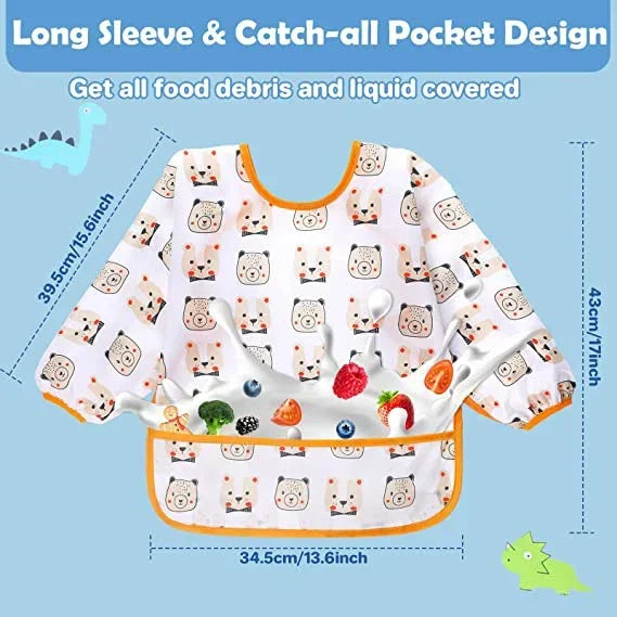 Bavoir de dessin animé en Silicone pour bébé de 0 à 6 ans, bavoirs doux, vêtements mignons pour tout-petits, sans BPA, tablier imperméable à manches longues