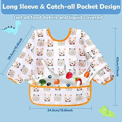 Bavoir de dessin animé en Silicone pour bébé de 0 à 6 ans, bavoirs doux, vêtements mignons pour tout-petits, sans BPA, tablier imperméable à manches longues