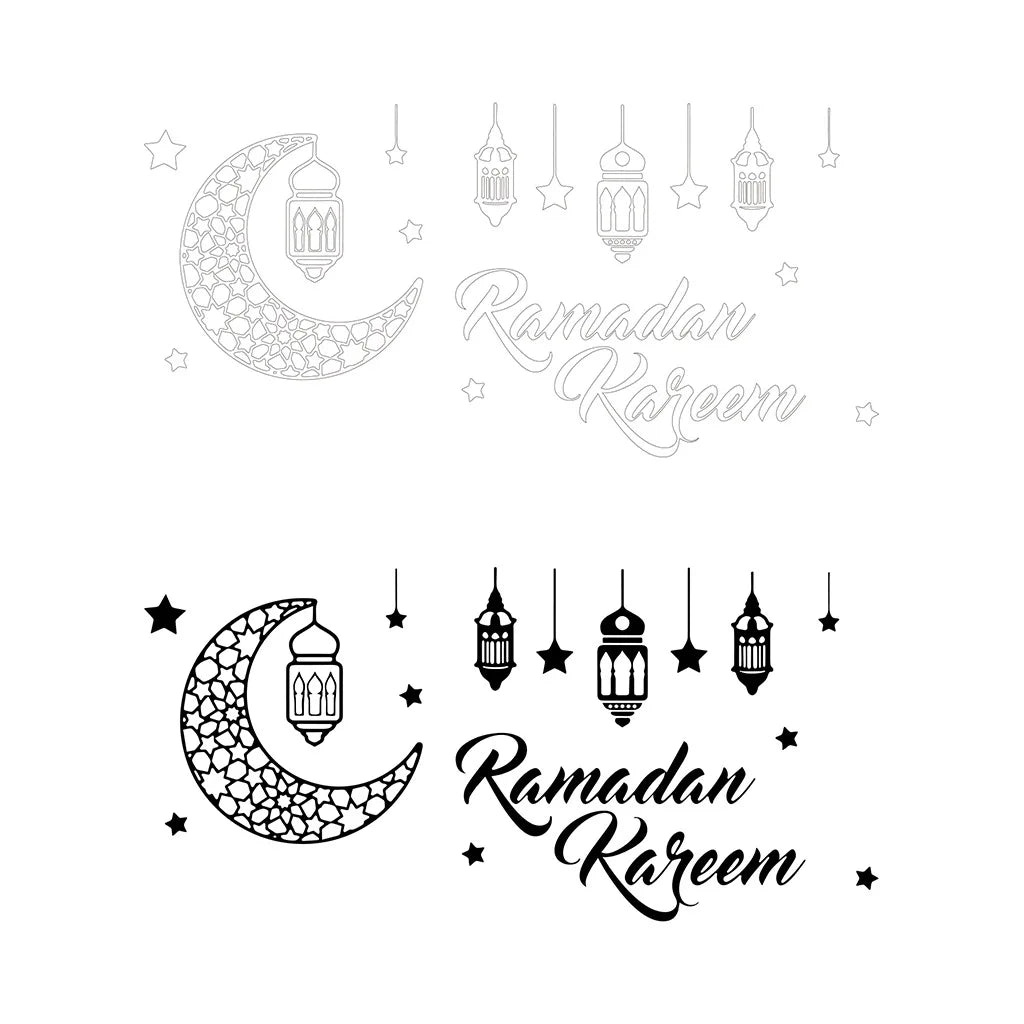Ramadan wall stickers for wall decoration, Islamic Muslim wall stickers, Eid Mubarak, lantern, moon, star, window, Ramadan
