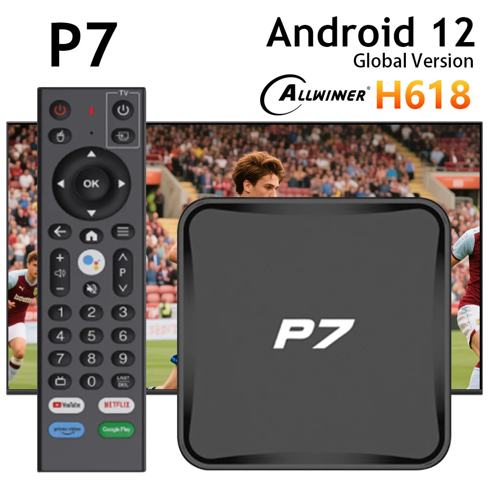 Boîtier TV intelligent Android 12.0 P7 original, Allwinner H618, 4K, double WiFi 2.4/5G, assistant vocal ATV, lecteur multimédia Android, décodeur