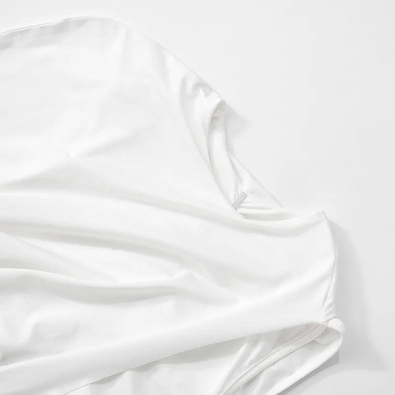 Joskaa – Mini robe plissée élégante, col rond, asymétrique, manches simples, façonnant le corps, pour femmes, vêtements de club de fête de vacances d'été, 2025
