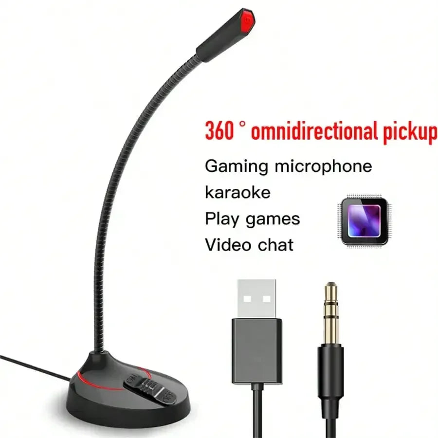 Microphone professionnel USB 3.5mm, chant statique, pour jeux sur ordinateur de bureau, puzzles omnidirectionnels