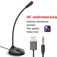 Microphone professionnel USB 3.5mm, chant statique, pour jeux sur ordinateur de bureau, puzzles omnidirectionnels
