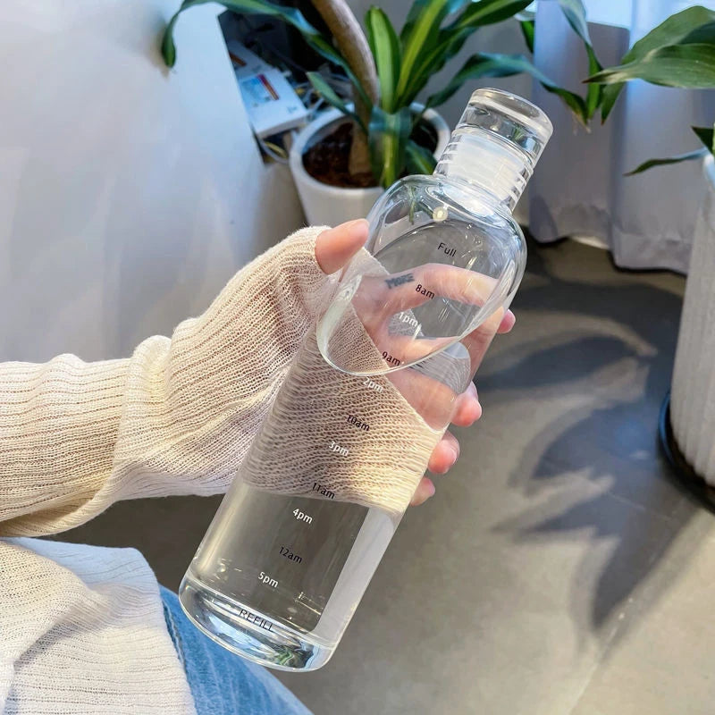 Nouvelle tasse d'eau Sport bouteille d'eau avec échelle de temps Couple en plastique Portable conteneur d'eau Anti-chute bouteille d'eau extérieure