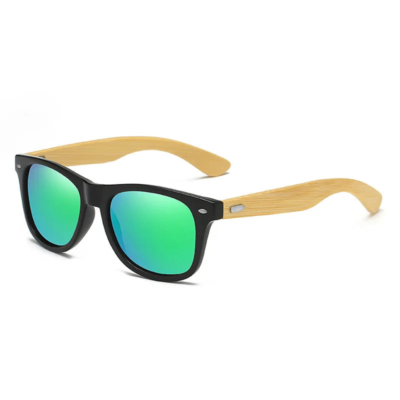 Lunettes de soleil carrées en bois de bambou pour hommes et femmes, design de marque, revêtement miroir, rétro, UV400