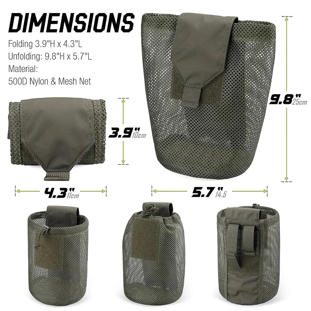 Pochette de décharge pliable Molle, sac de taille de recyclage, sacs utilitaires de chasse pour Sport de plein air, accessoire d'outil EDC, sac de récupération pliable