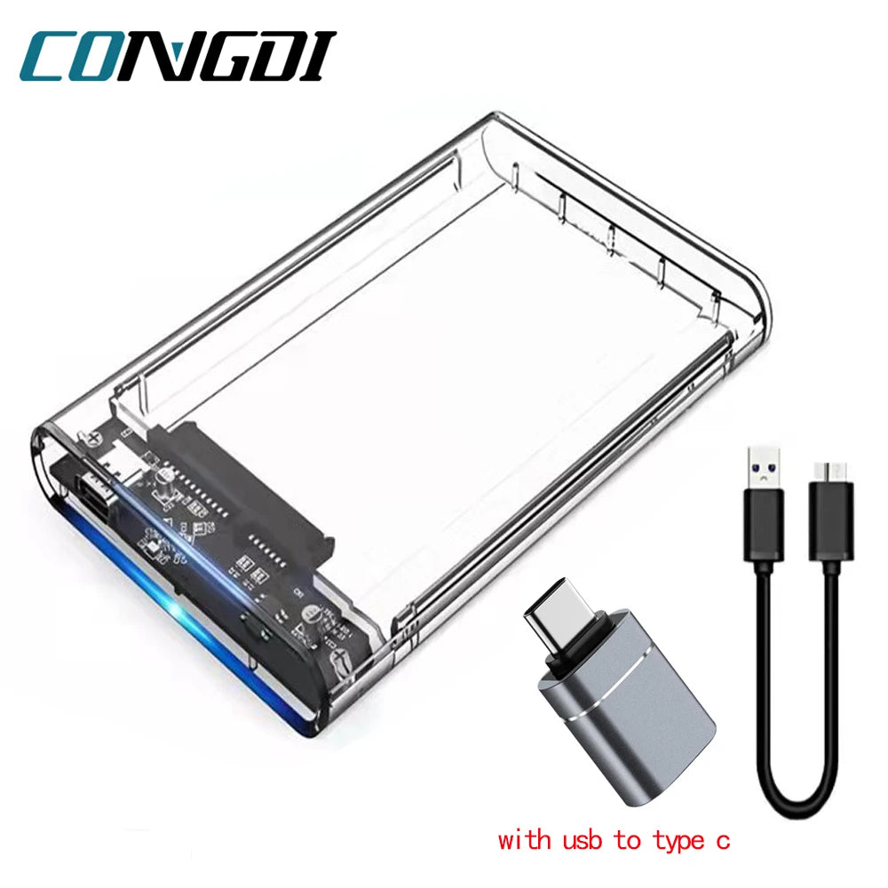 Boîtier de disque dur USB 3.0, boîtier de disque dur SATA SSD de 2.5 pouces avec vitesse de transfert de 5Gbps, boîtier externe Mobile, câble de boîtes de disque dur