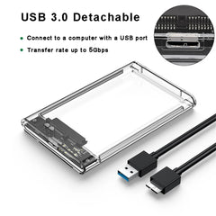 Boîtier de disque dur USB 3.0, boîtier de disque dur SATA SSD de 2.5 pouces avec vitesse de transfert de 5Gbps, boîtier externe Mobile, câble de boîtes de disque dur